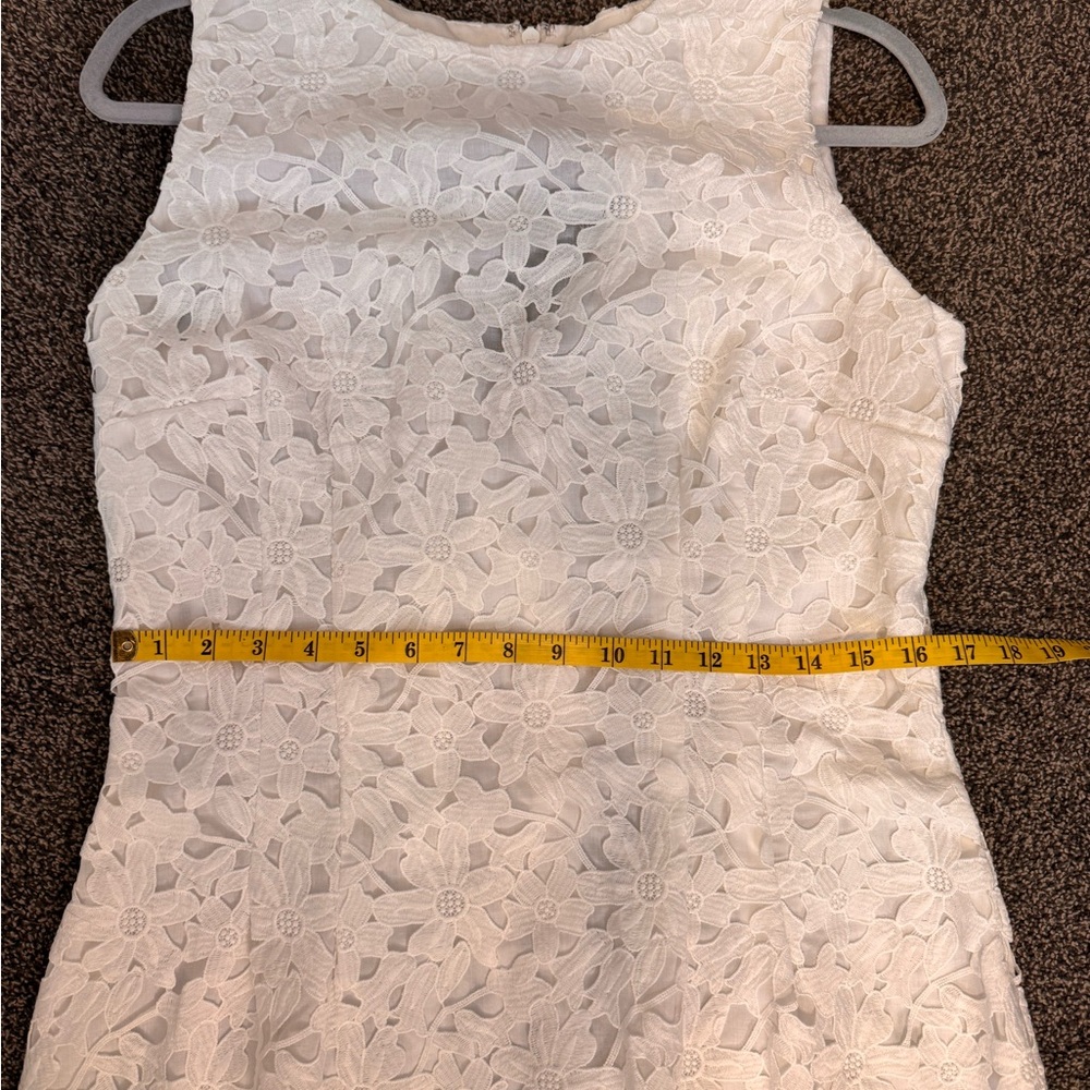 Lauren Ralph NWT Mini White Eyelet Floral Overlay Sleeveless Summer Dress Sz 12 - Picture 15 of 16